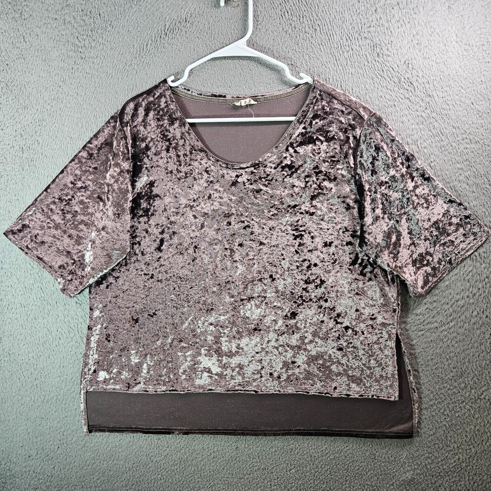 POL Anthropologie Velvet Top Women Small High Low Hem Brown Tone